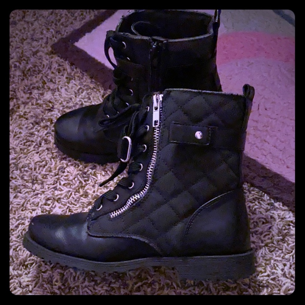 Girls black Moto Boots size 2
